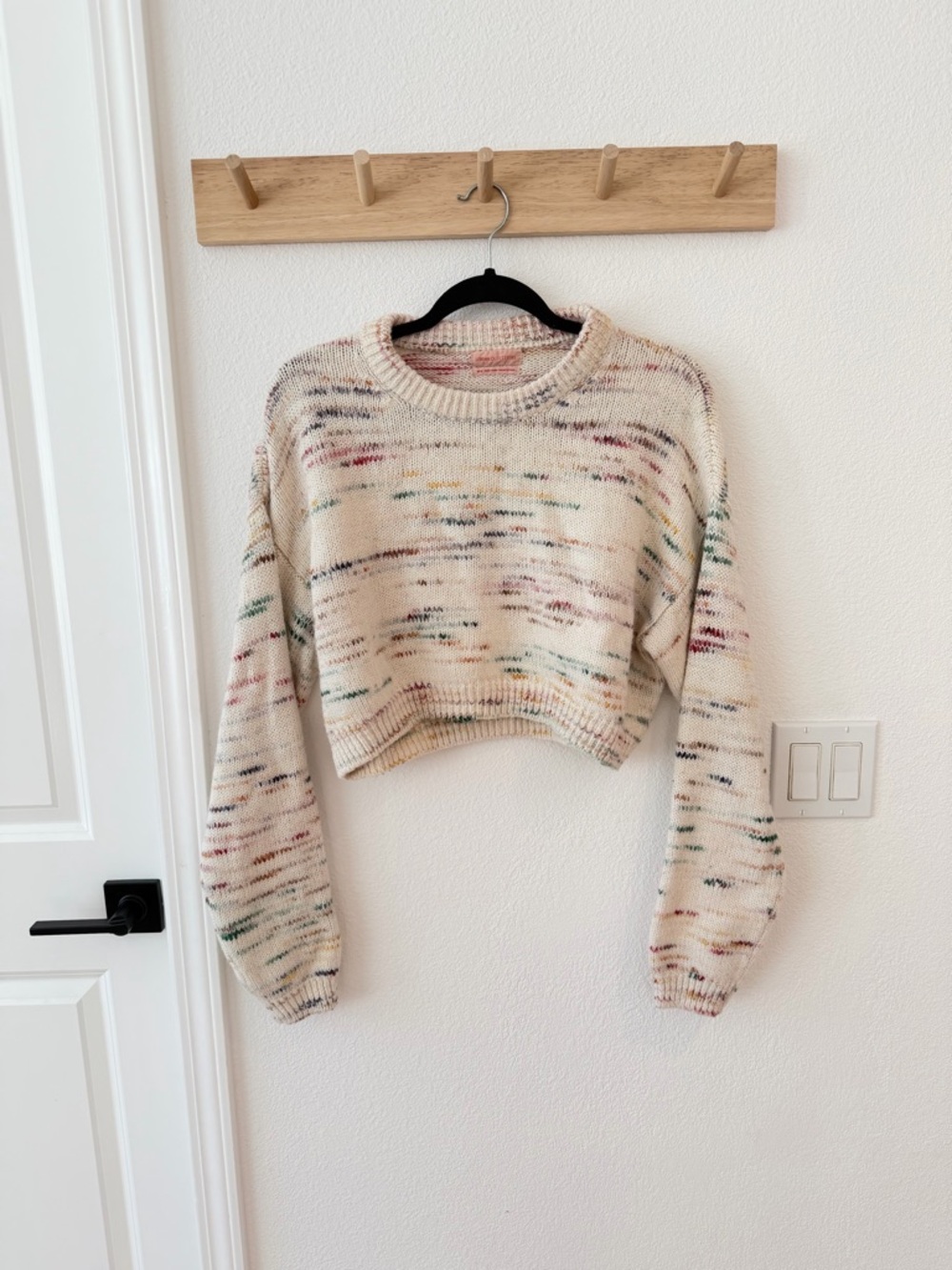 Urban Outfitters Cropped Cream Speckled Knit Sweater